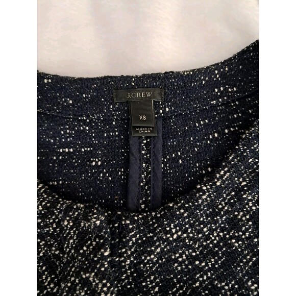 J.Crew Tweed Long Sleeve Zip Fasten Collarless Jacket Blue White Size XS - Picture 2 of 12